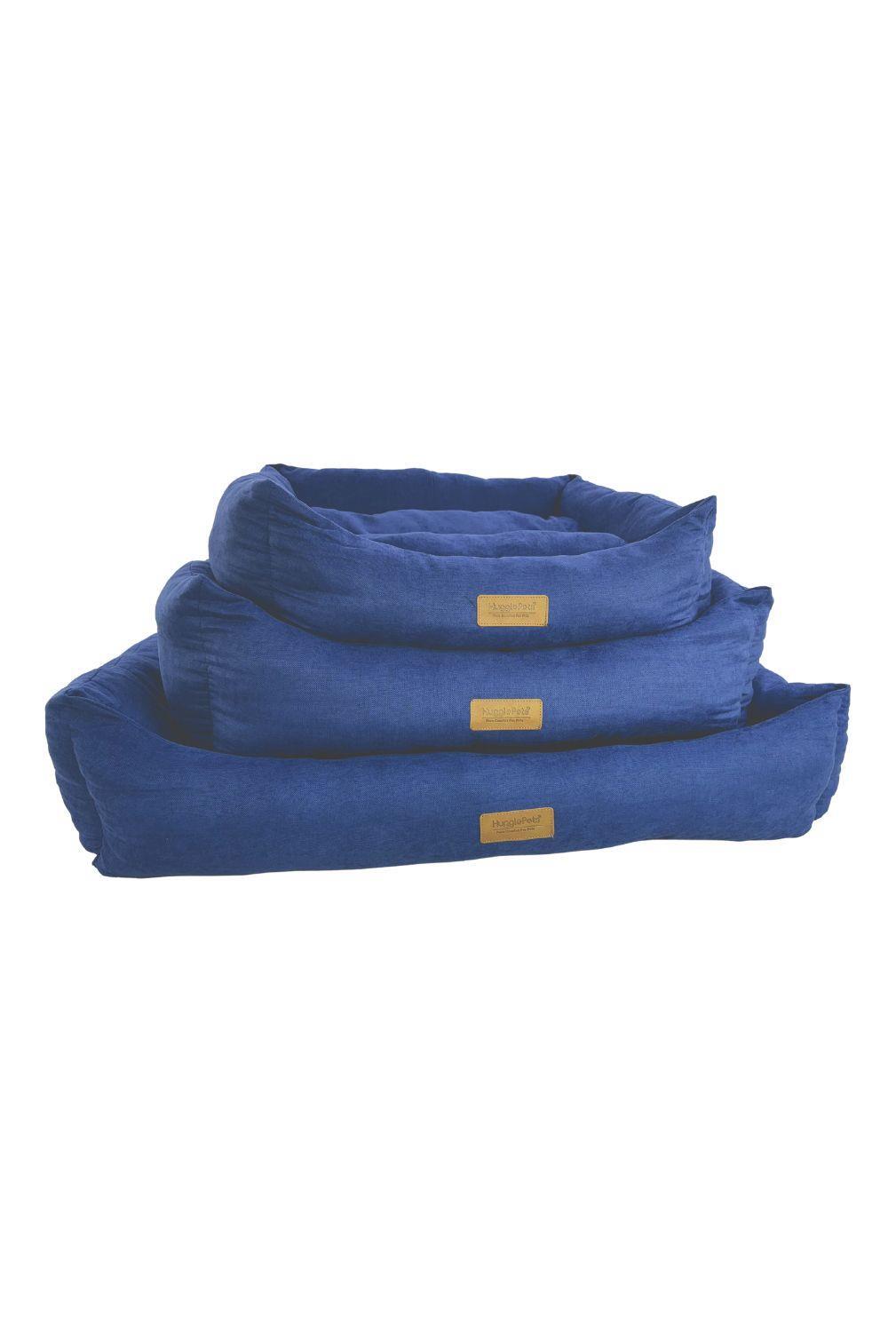 HugglePets Luxury Dog Lounger Bed - Navy 2/3