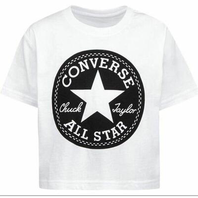 Maglia a Maniche Corte per Bambini Converse Chuck Patch Crew Bianco