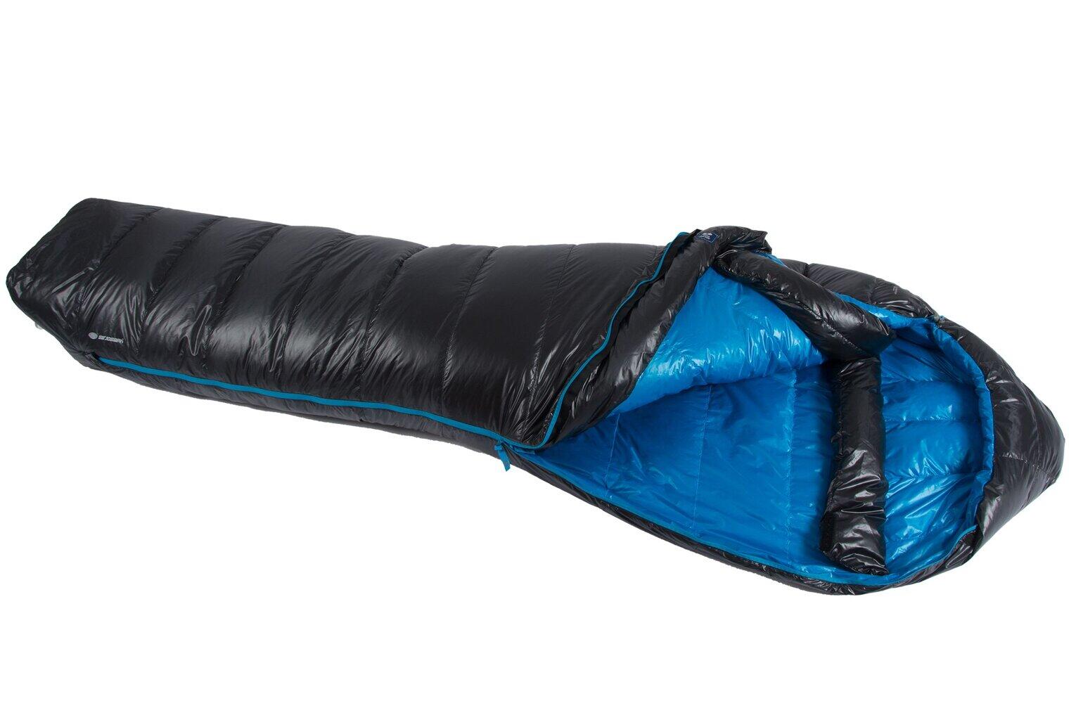 Kempingový třísezónní péřový spacák levý zip 3/5