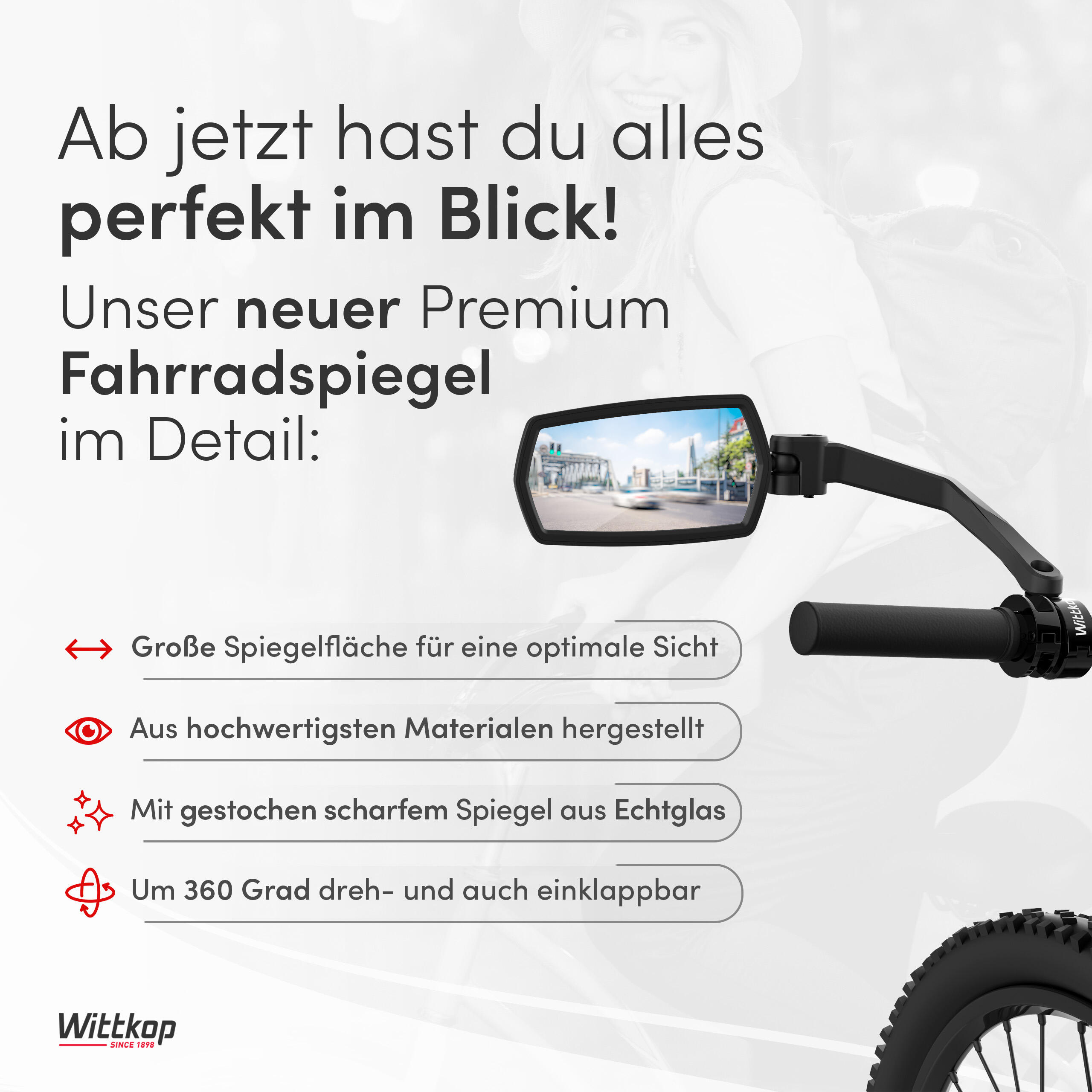 WITTKOP Fahrradrückspiegel, 360° verstellbar 2/7