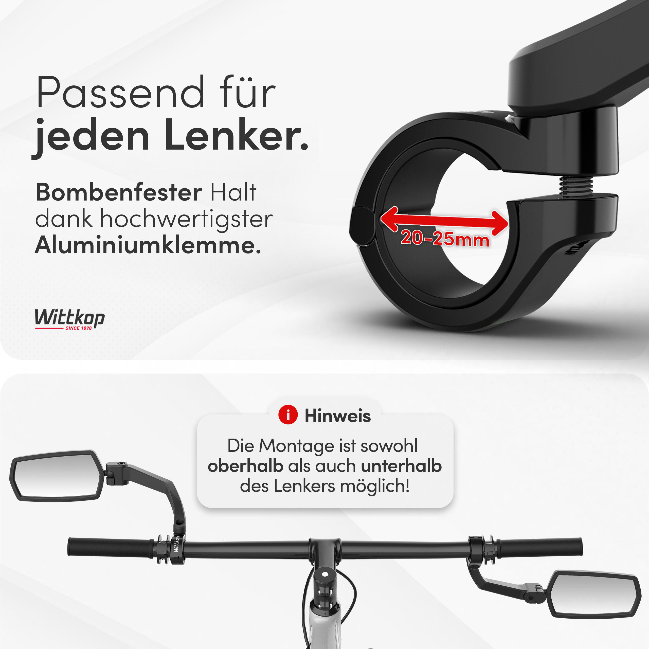WITTKOP Fahrradrückspiegel, 360° verstellbar 6/7