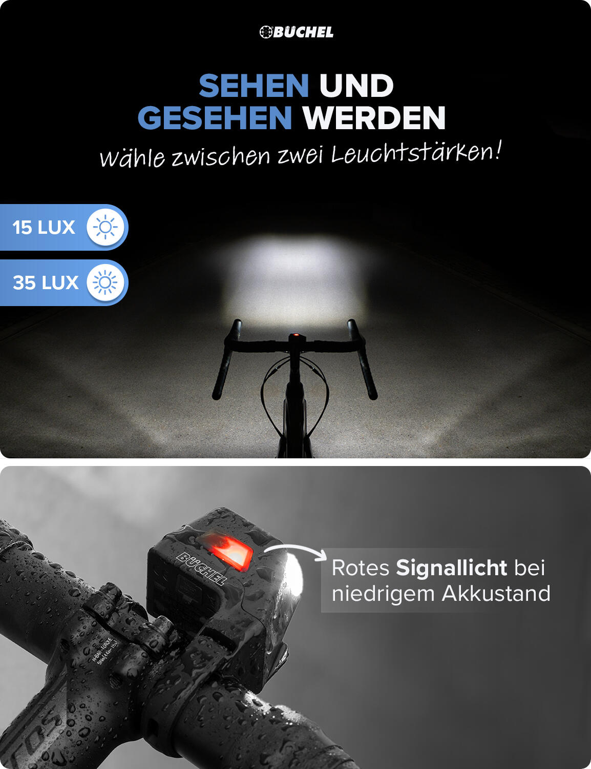 LED Akkuleuchten-Set Ahead 35 und Rearlens 3/7