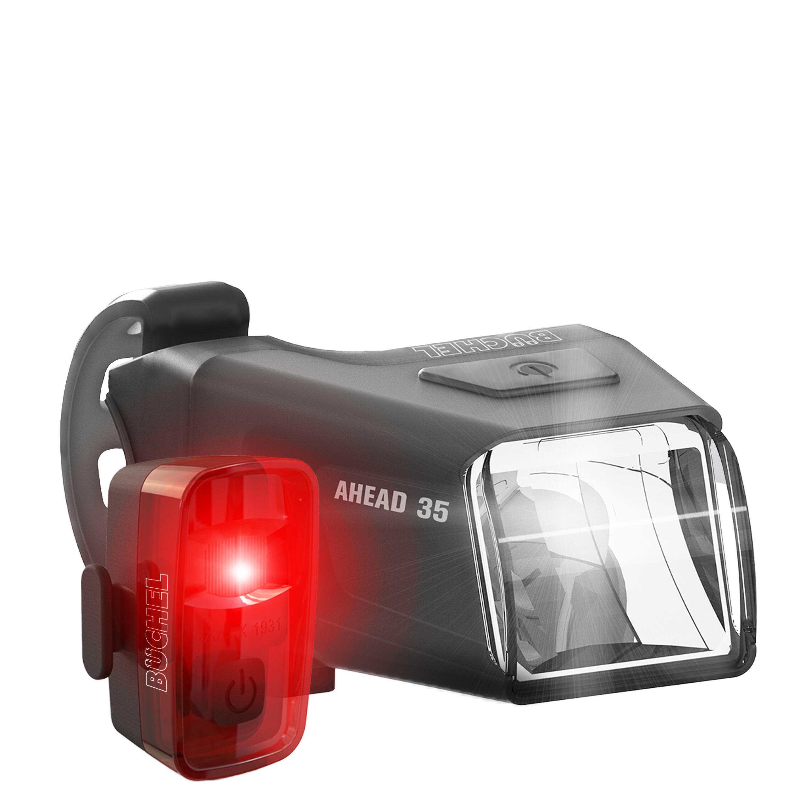 BÜCHEL LED Akkuleuchten-Set Ahead 35 und Rearlens