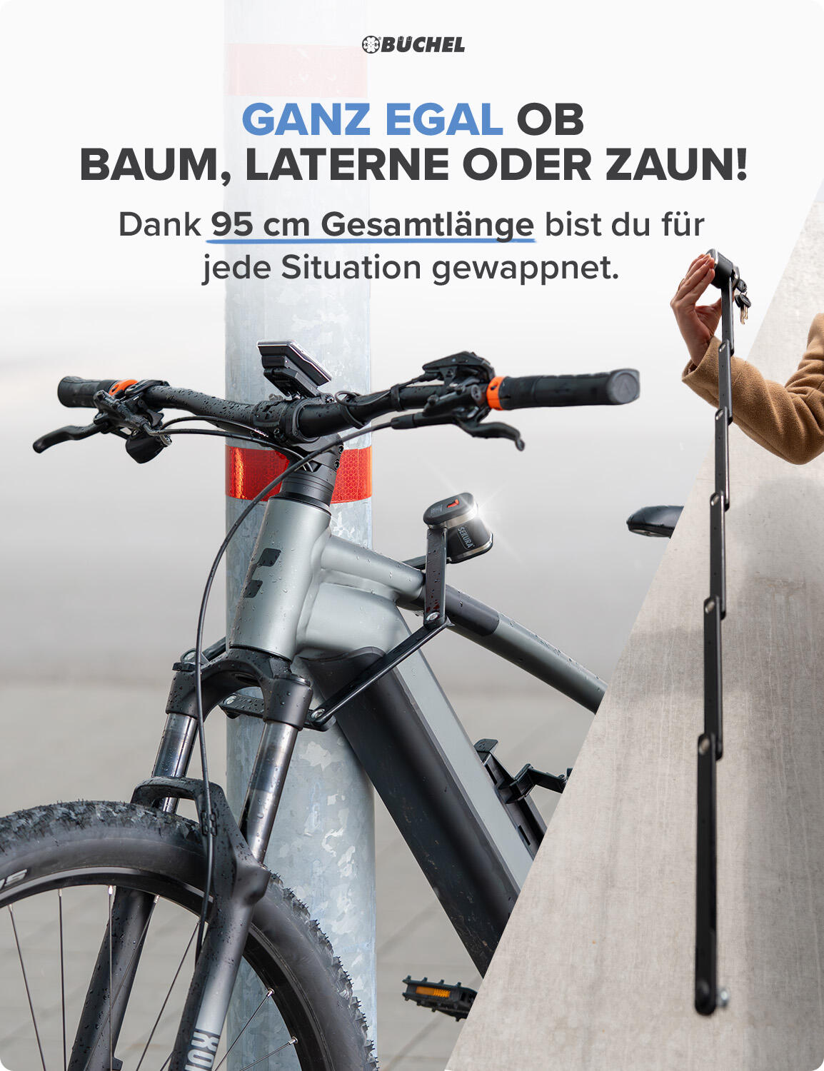 Sekura Premium Faltschloss 95cm, inkl. Halterung 6/7