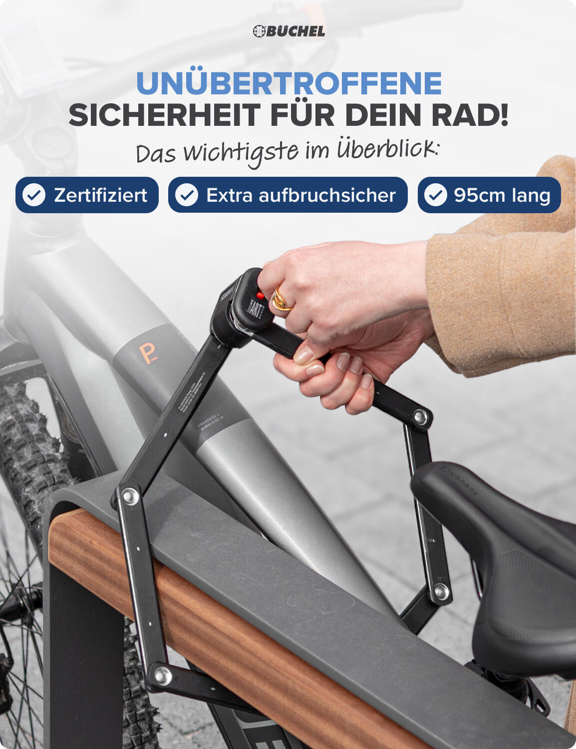 Sekura Premium Faltschloss 95cm, inkl. Halterung 2/7