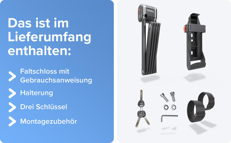Sekura Premium Faltschloss 95cm, inkl. Halterung 7/7