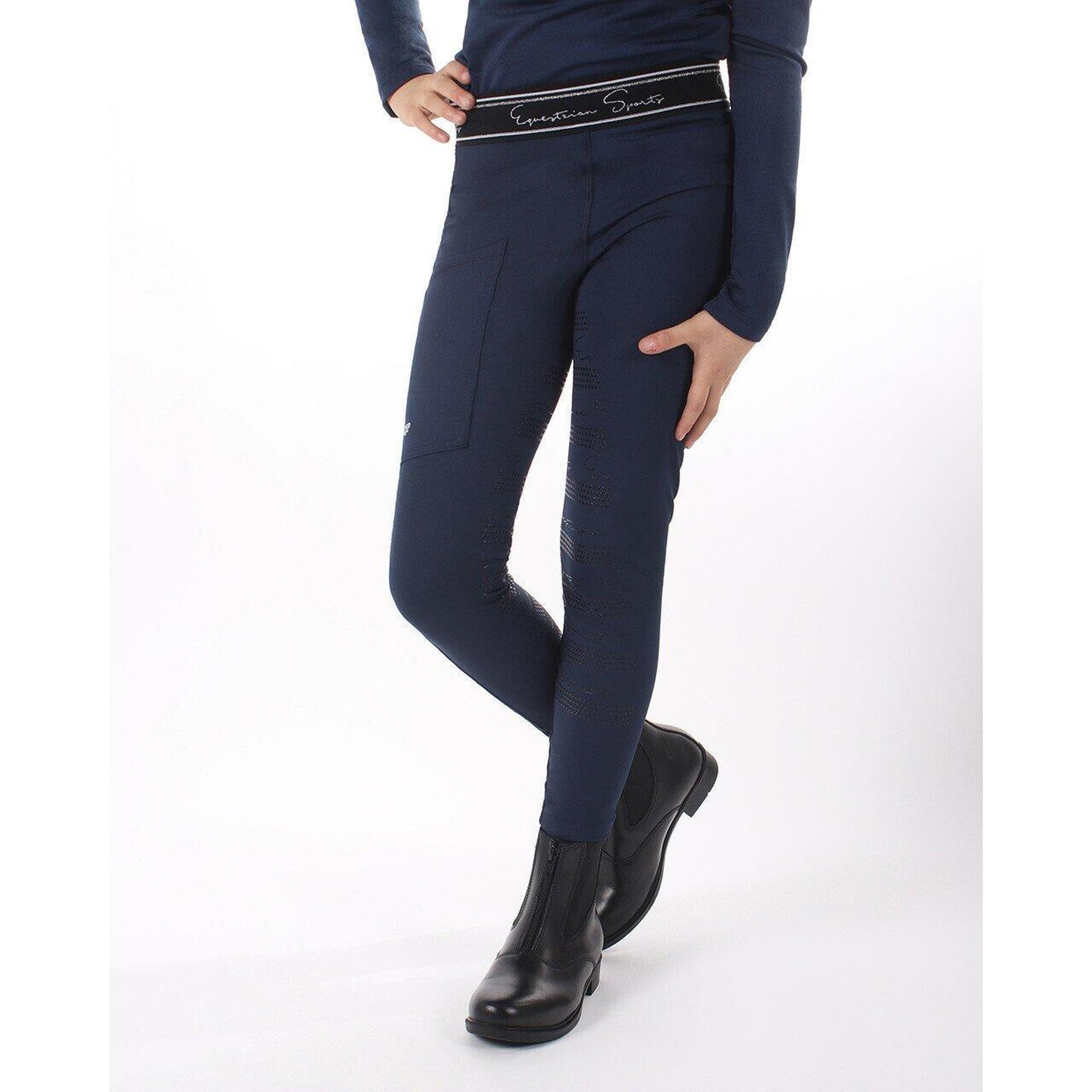 Qhp - Collant D'Équitation Eden Junior - Marine - Pantalon D'Équitation - Bleu -  8 À 10 Ans - Decathlon