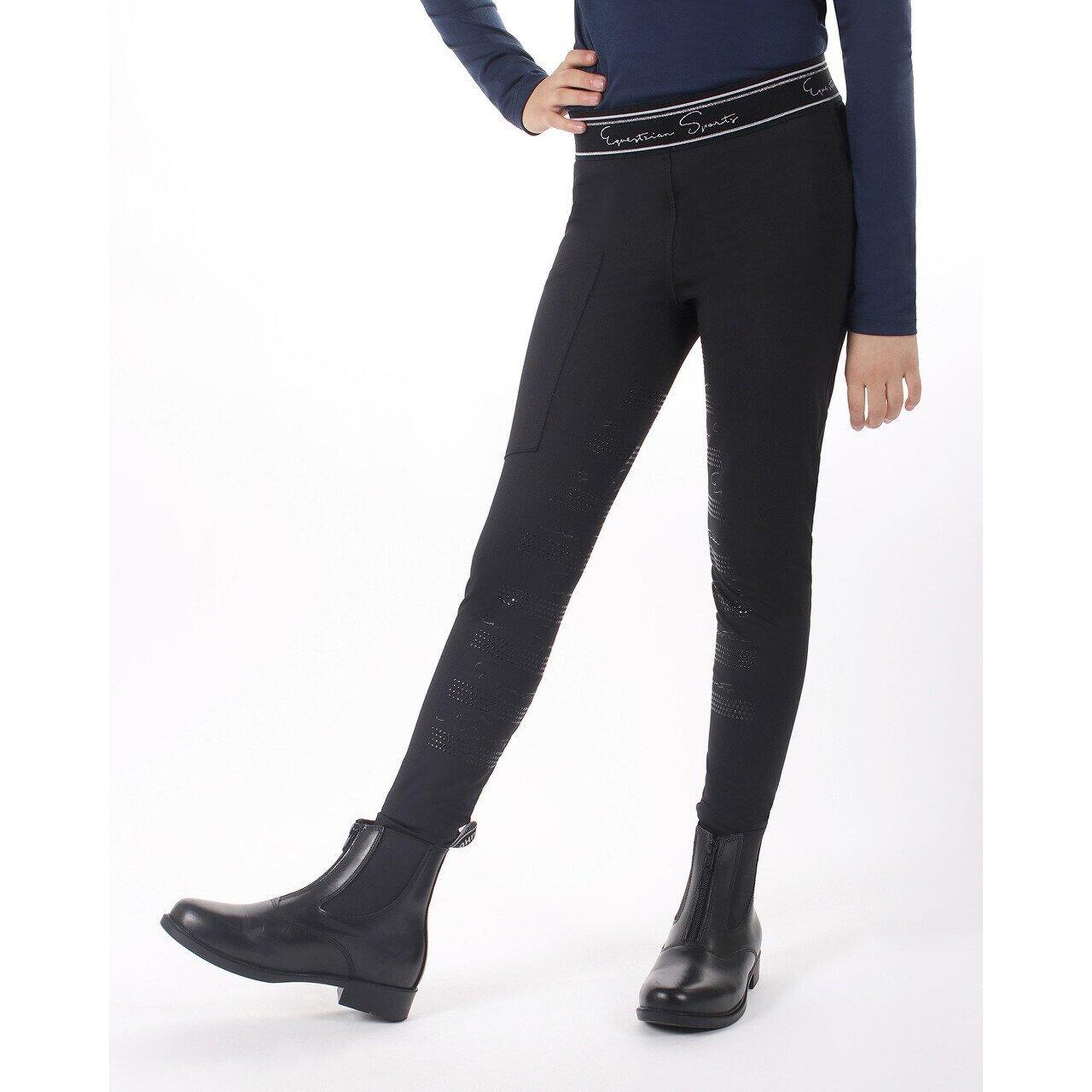 Qhp - Legging D'Équitation Eden Junior - Noir - Pantalon D'Équitation - Noir - 10 À 12 Ans - Decathlon