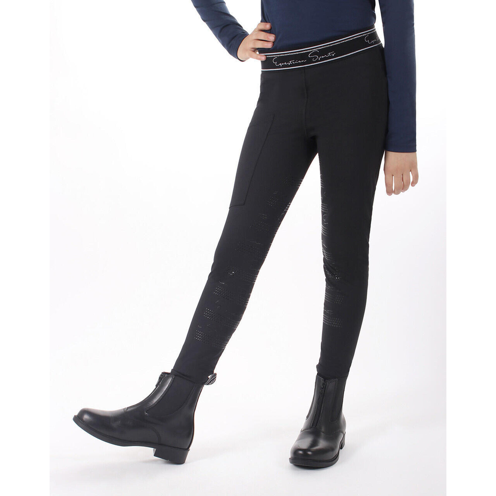Qhp - Legging D'Équitation Eden Junior - Noir - Pantalon D'Équitation - Noir -  6 À 8 Ans - Decathlon