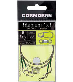 STRUNA CORMORAN TITANIUM LEADER CU VARTEJ SI AGRAFA 20CM/12KG 2BUC/PLIC