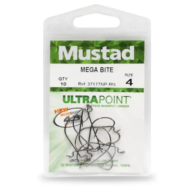 CARLIGE OFFSET MUSTAD MEGA BITE, NR 5/0, 5 BUC / PLIC 4/4