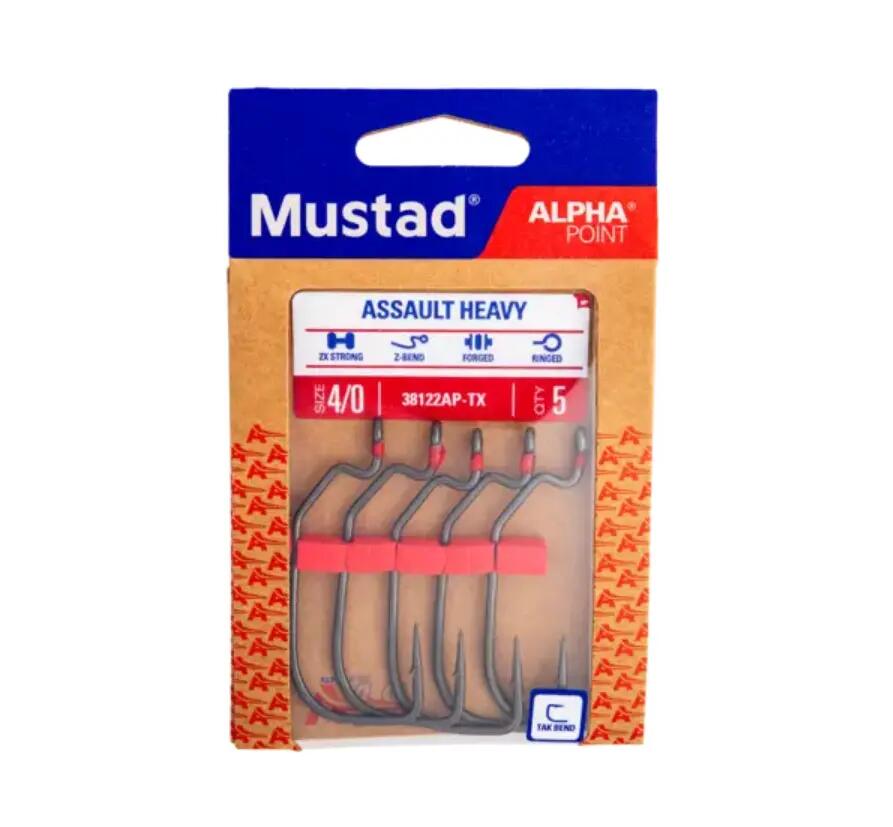 Carlige offset Mustad Assault Heavy wide gap titan, nr 4/0, 5 buc / plic 3/3