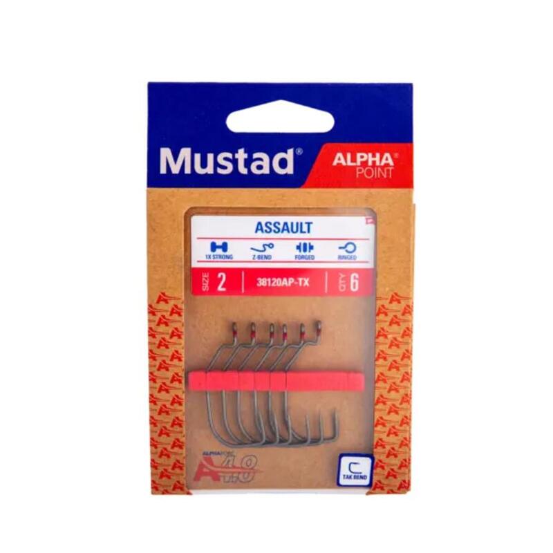 Carlige offset Mustad Assault wide gap, nr 1, 6 buc / plic