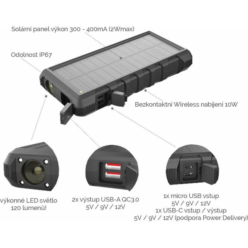 Solární powerbanka Viking W24W 24000mAh