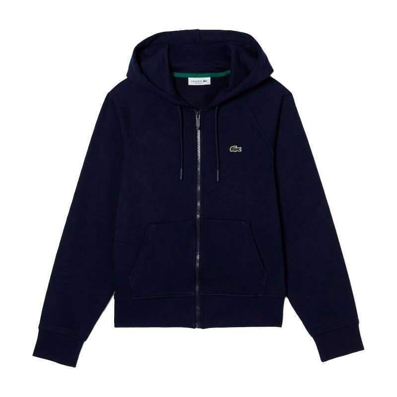 LACOSTE Sweatshirt com capuz Lacoste feminina azul marinho em algodão orgânico