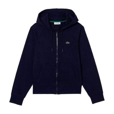 Lacoste dames marineblauwe zip hoodie trui