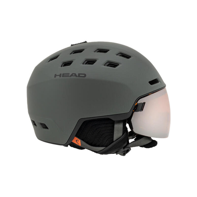 Kask narciarski męski z wbudowaną szybą HEAD RADAR nightgreen  2023
