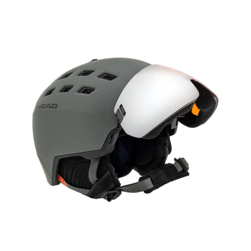 Kask narciarski męski z wbudowaną szybą HEAD RADAR nightgreen  2023