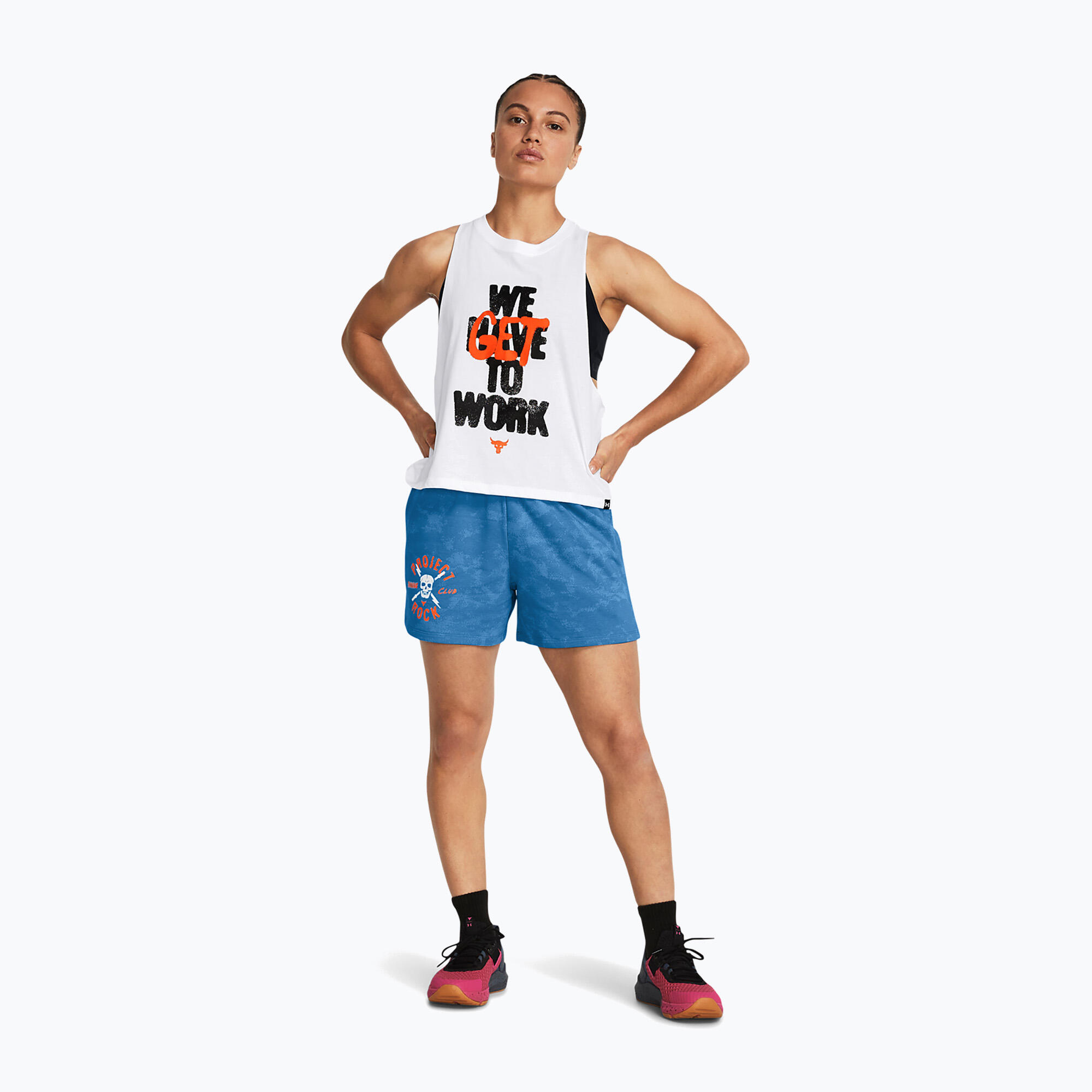 Short d'entraînement femme Project Rock Underground Terry Under Armour 2/5