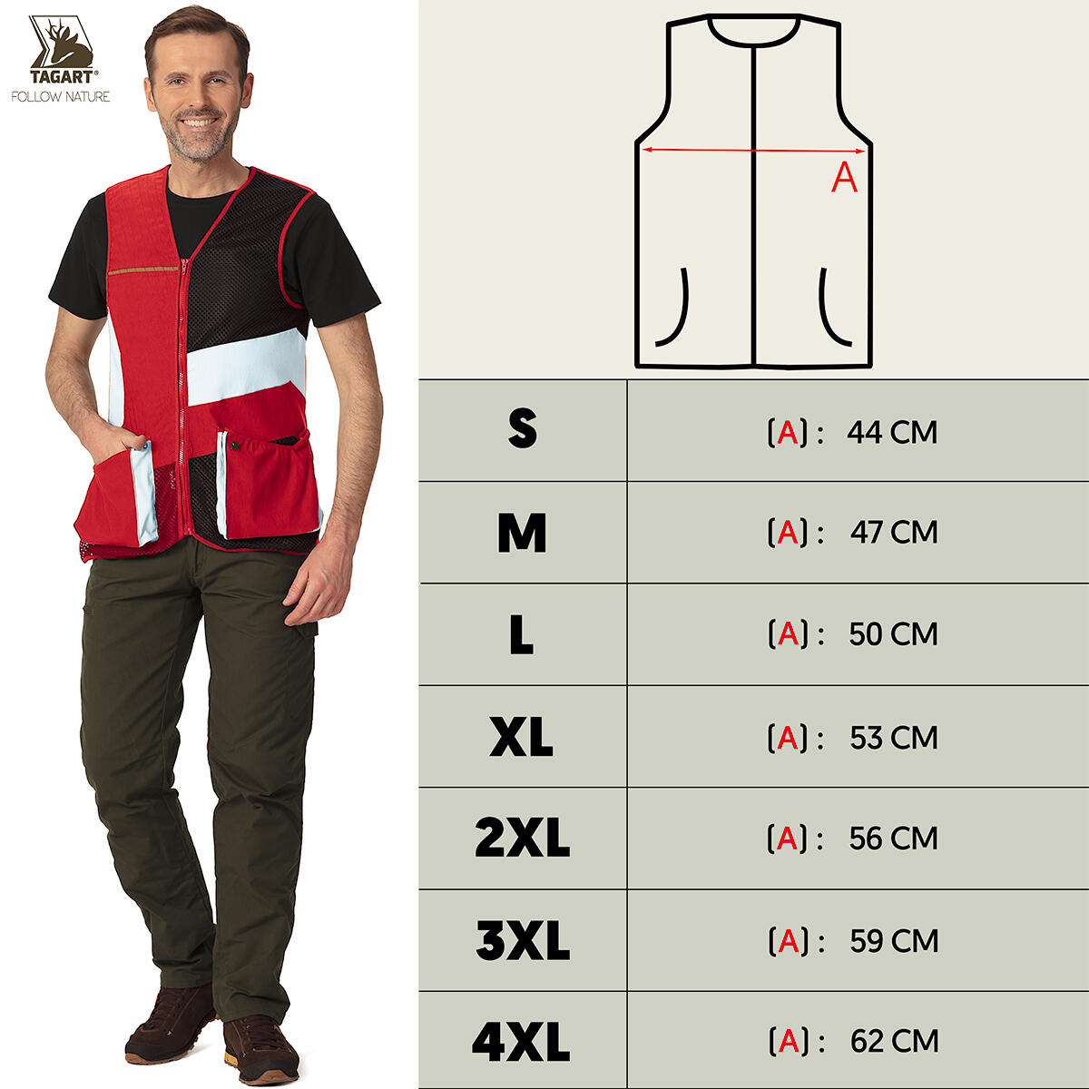 Veste de tir pour hommes Tagart Falcon rouge en tissu élastique 2/4