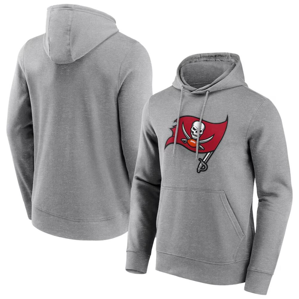Tampa Bay Buccaneers Men s Hoodie NFL Logo Print Grey Pullover FANATICS Decathlon