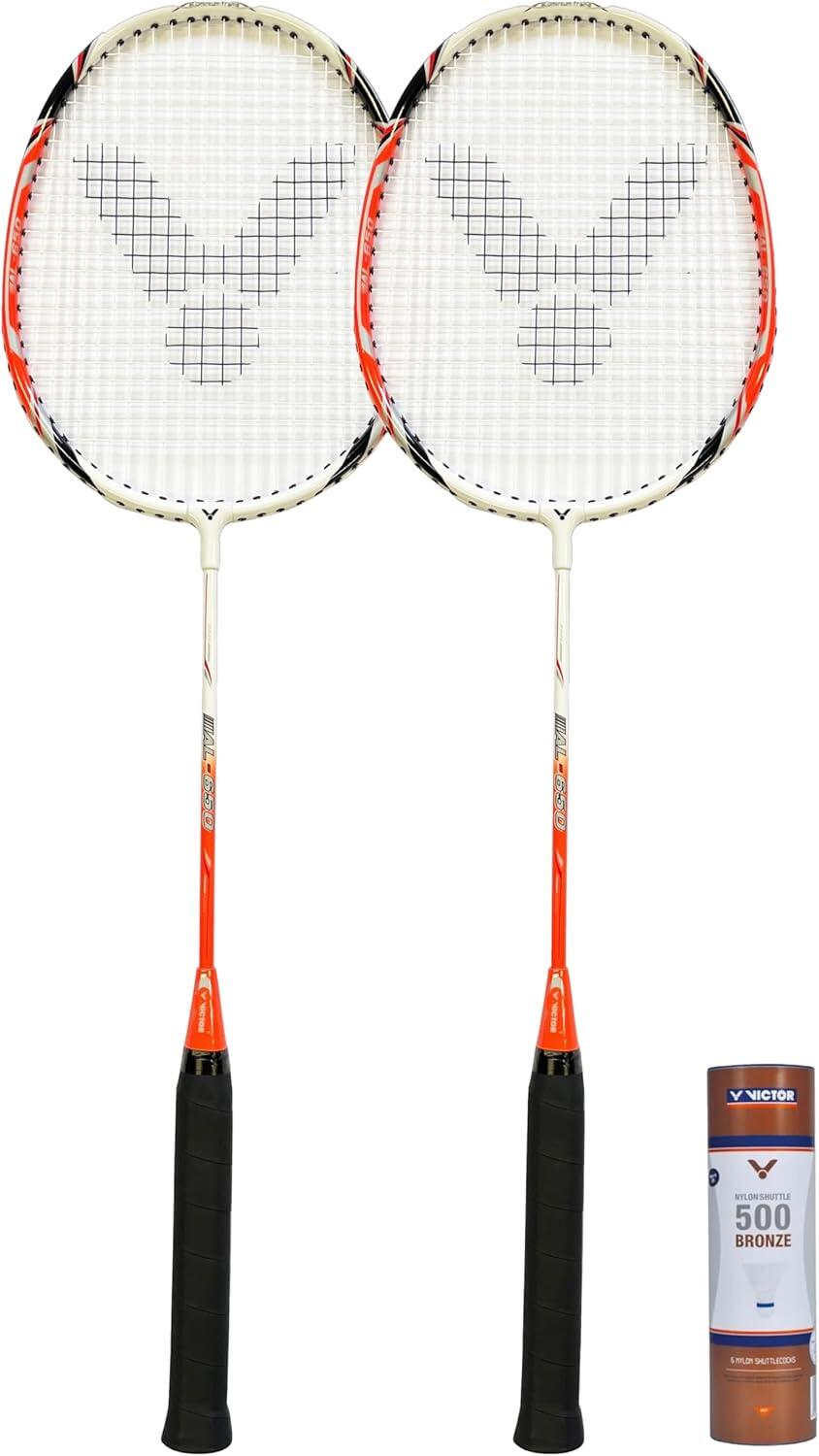 VICTOR VICTOR 650 Badminton Racket Twin Set & 6 VICTOR Shuttlecocks