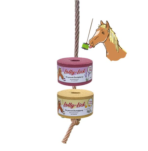 IMIMA Lolly-Lick - mineraal liksteen, SET van 2 “NO STRESS”, incl. ophangkoord