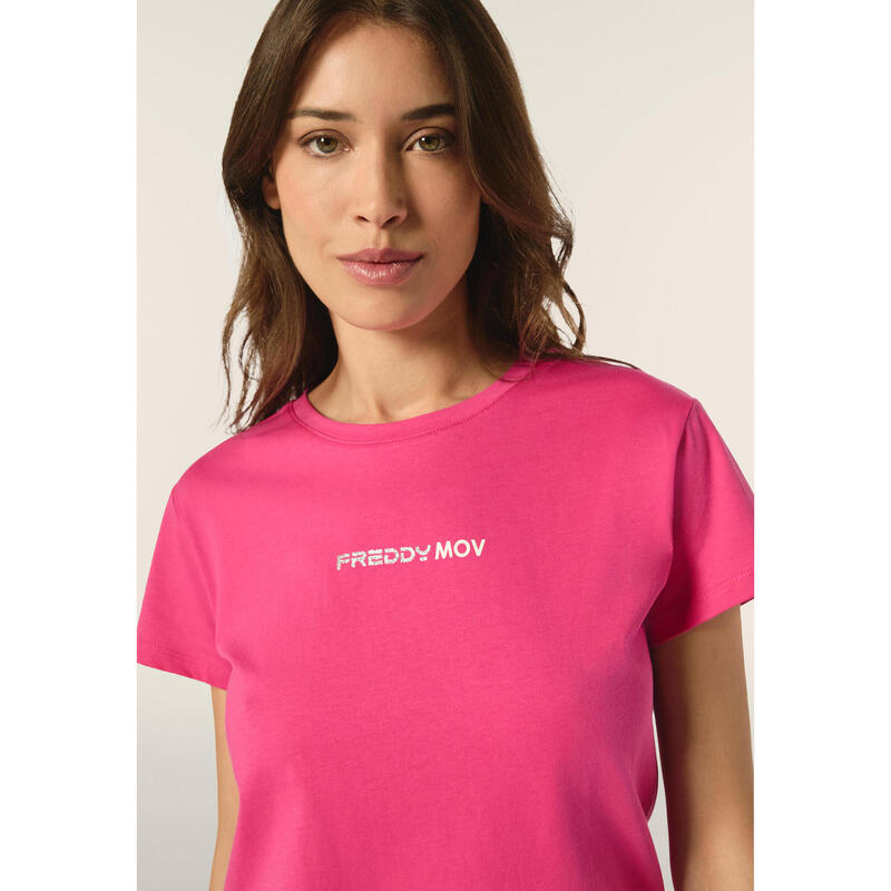 T-shirt donna girocollo in jersey con piccola stampa