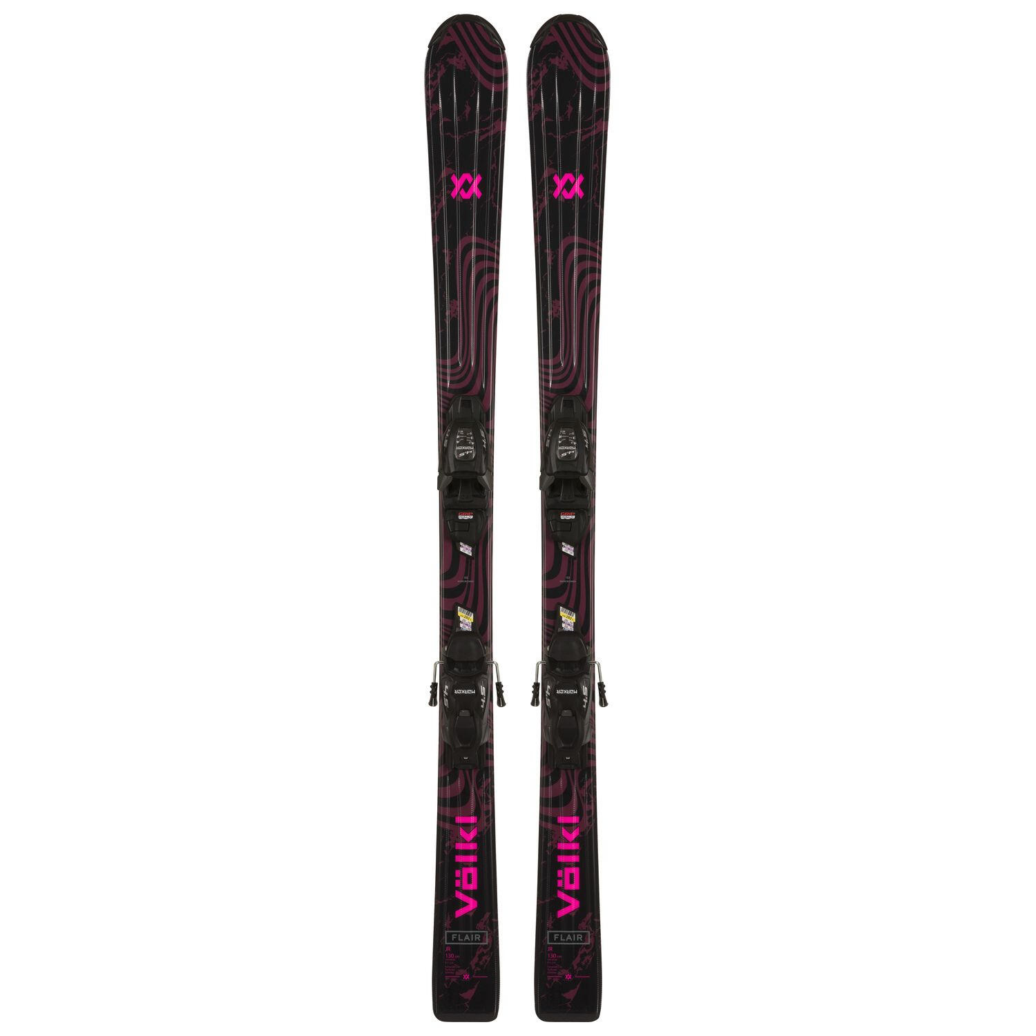 Volkl Flair Junior Ski-Paket + 4.5 Vmotion Jr Bindungen, Schwarz, für Mädchen 1/2