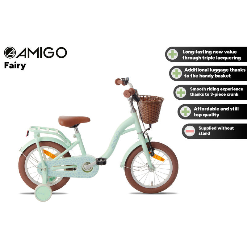 AMIGO Vélo fille Fairy 14 Pouces Fille Frein à rétropédalage Vert-menthe