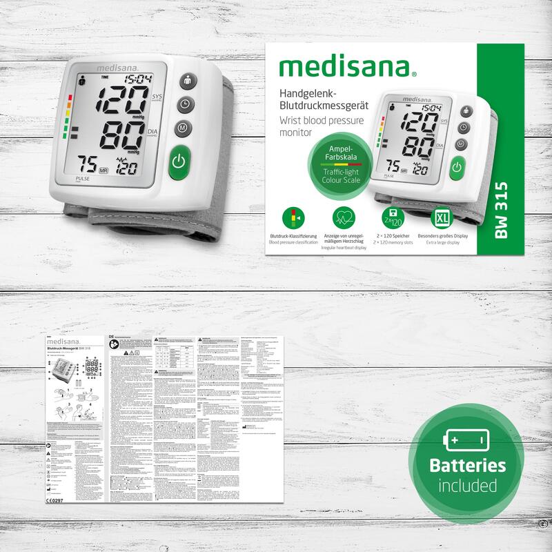 medisana BW 315 Tensiómetro de muñeca pantalla