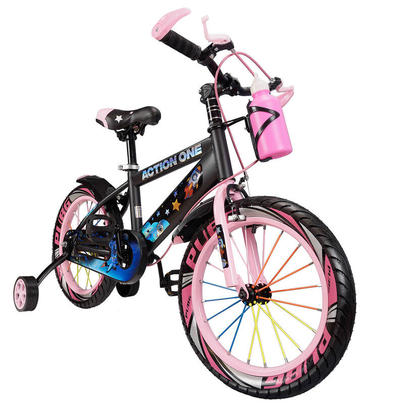 Bicicleta copii 6-9 ani cu far si claxon cadou, SuperNova, 20 inch, roz