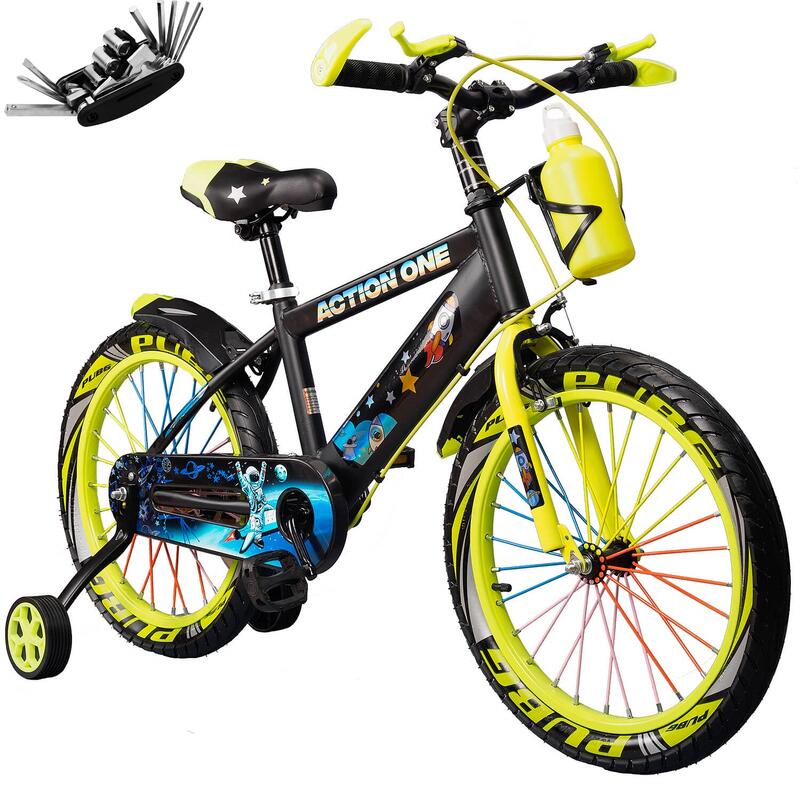 Bicicleta copii 4-6 ani cu kit de chei cadou, Cameleon, 14 inch,verde neon