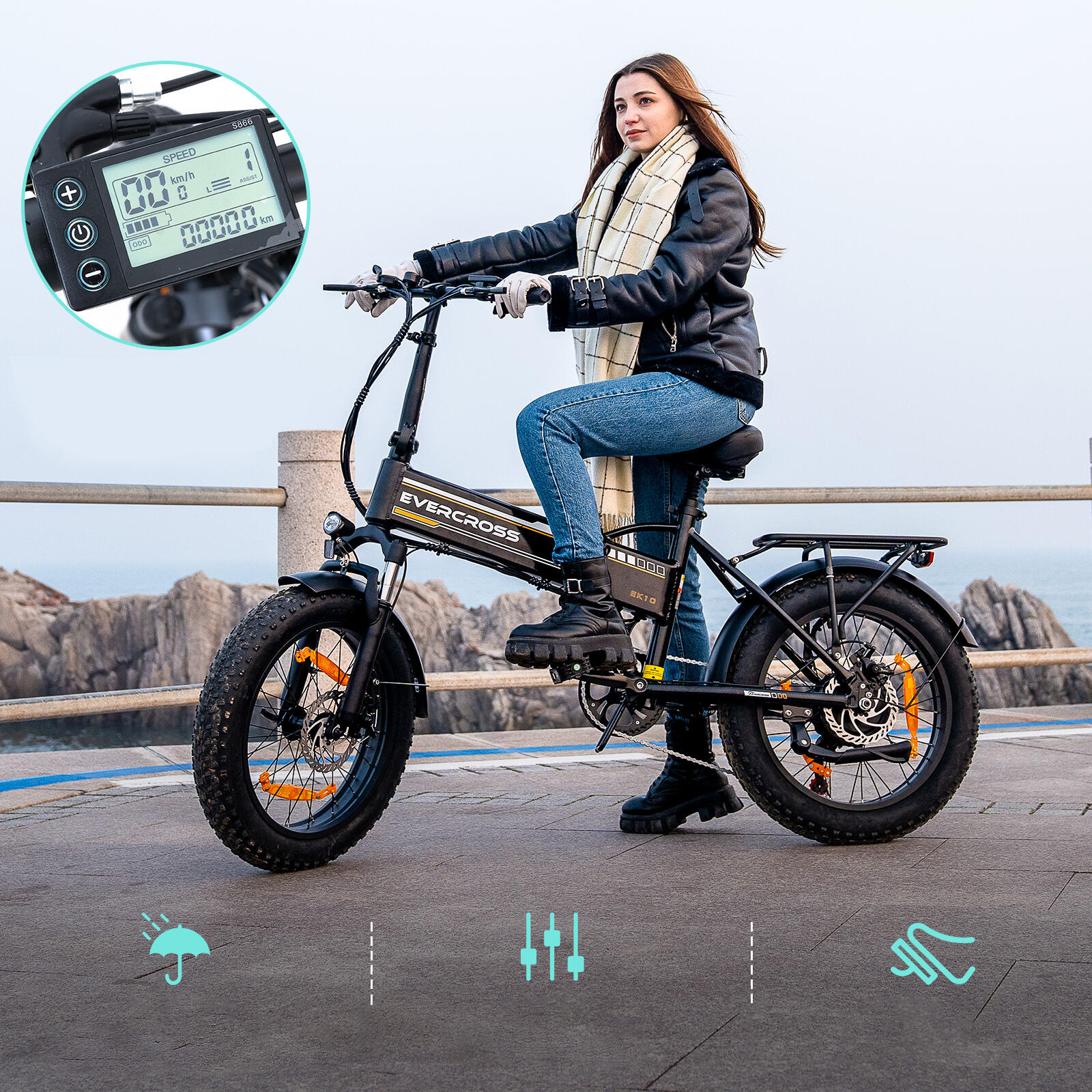 Elektrische Vouwfiets Fatbike 20"x4.0–48V13Ah Accu–250W Motor–25KM/H-APP–EK10 6/6