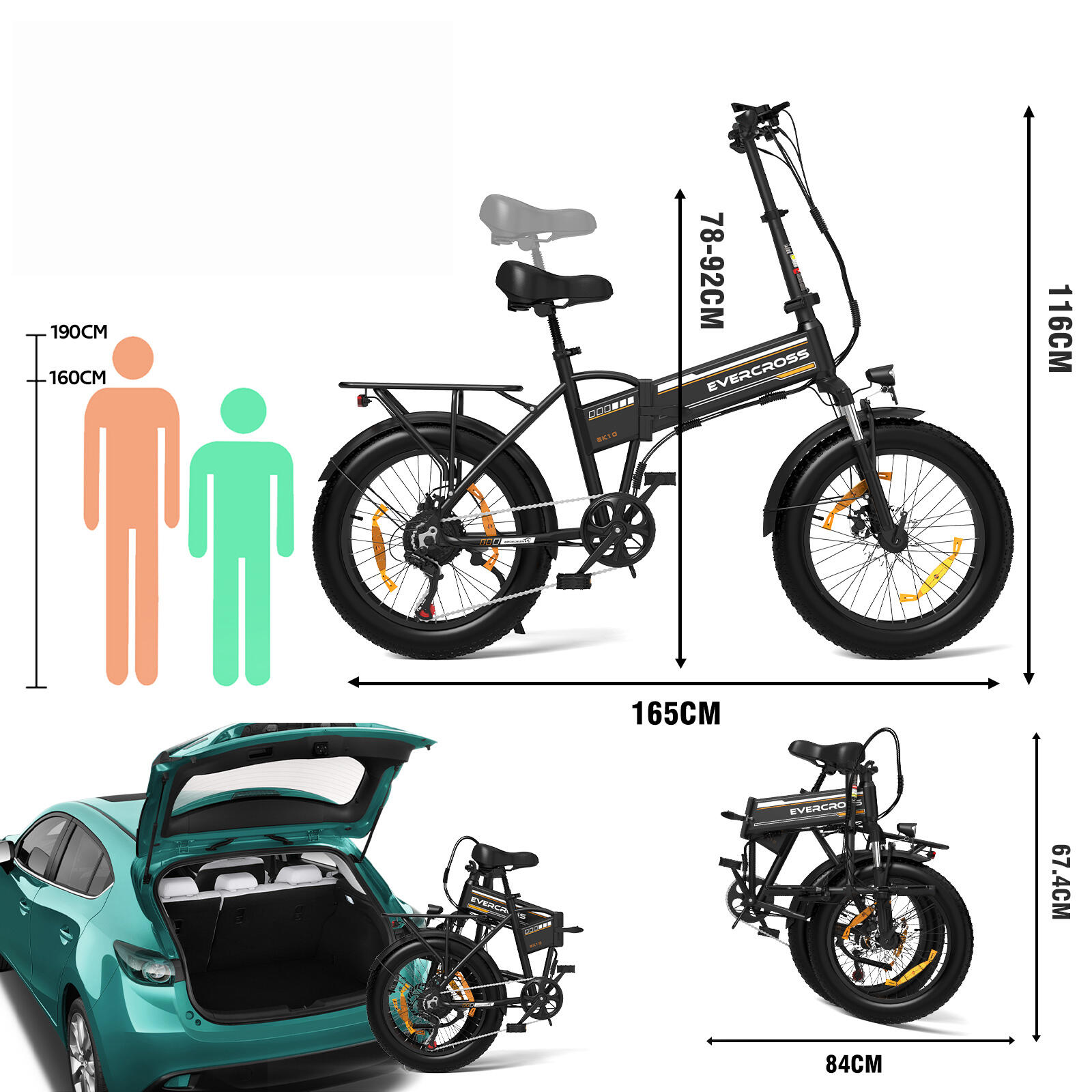 Elektrische Vouwfiets Fatbike 20"x4.0–48V13Ah Accu–250W Motor–25KM/H-APP–EK10 2/6