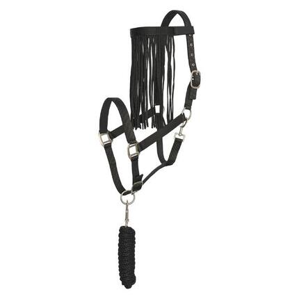 Ensemble licol nylon et longe d'attache pour cheval avec frontal anti-mouches Im