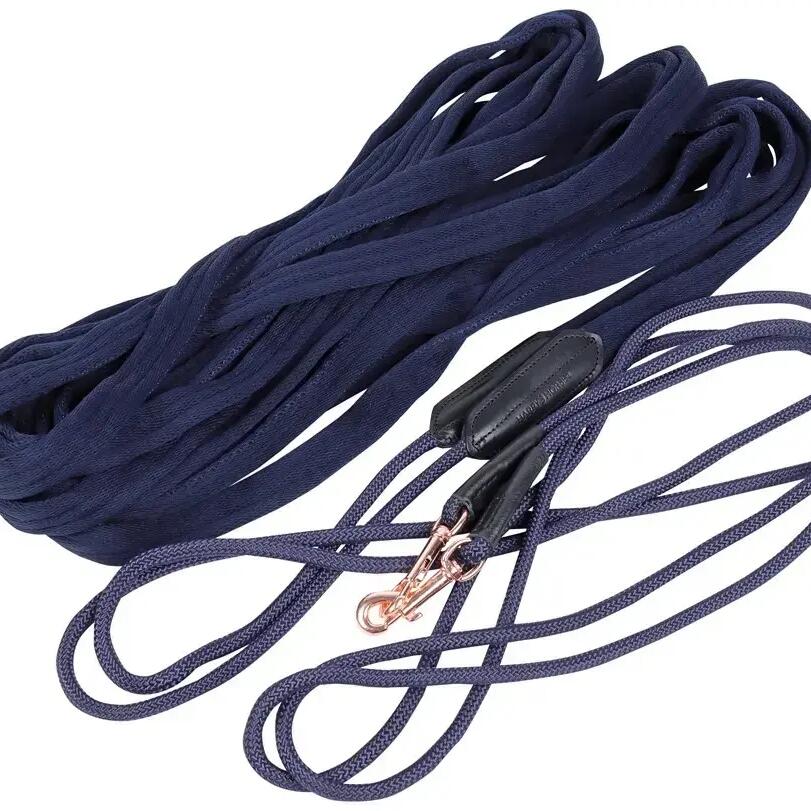 Dubbele Longeerlijn Rosegold - Navy