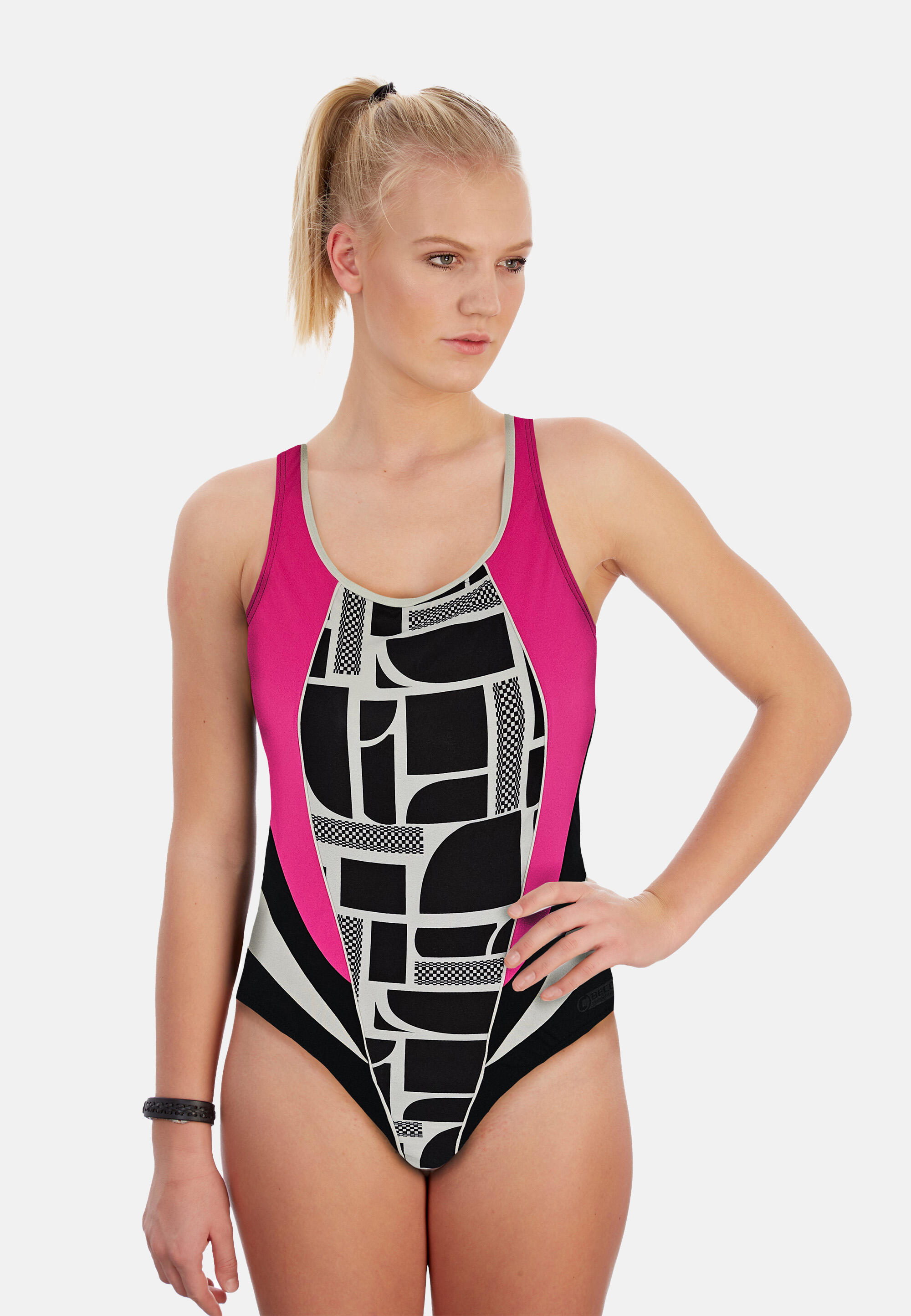 Beco Competition Swimsuit Black/white/pink 4/5