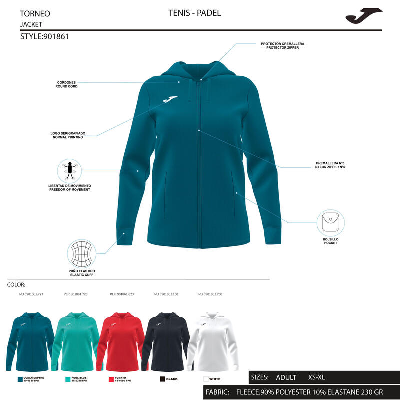 Joma Sculpture II Zip-Up Hoodie tennissweatshirt voor dames