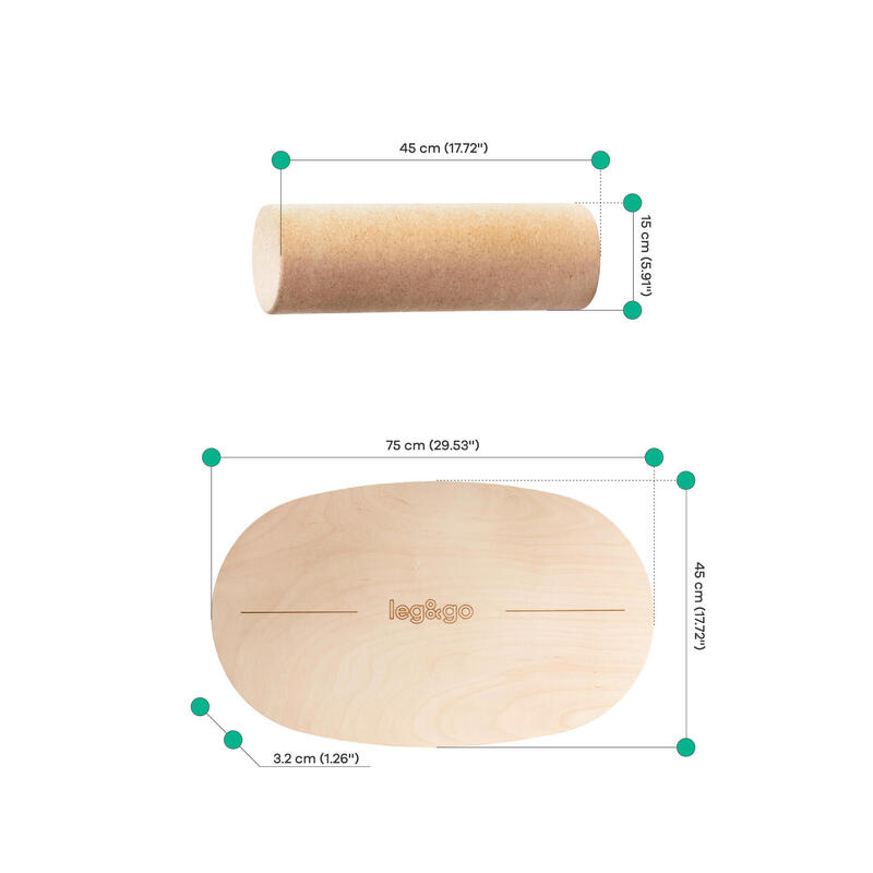 Planche d'équilibre avec rouleau, L