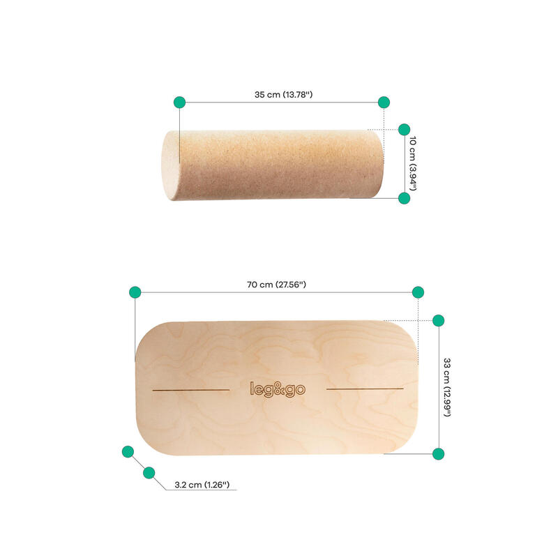 Tabla de equilibrio para ejercicios, Tabla y rodillo de ejercicio, talla S