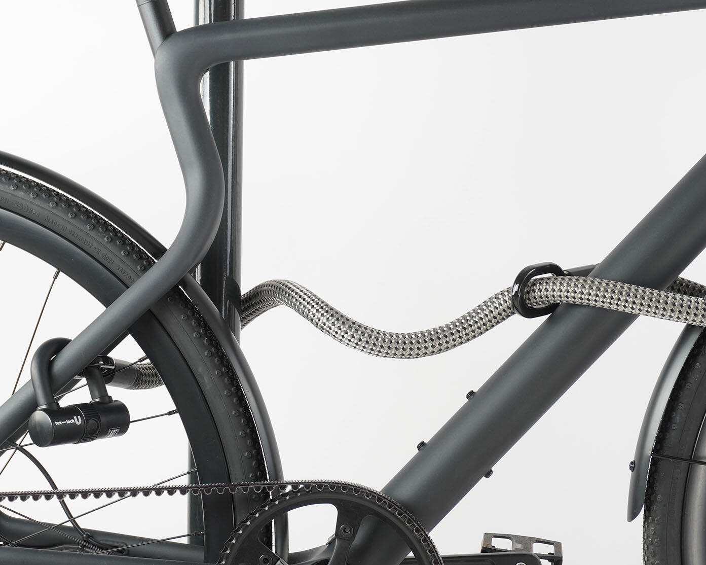 Cadeado UX-LOCK G em Kevlar com trava em U - 80 cm - Cinza 6/7
