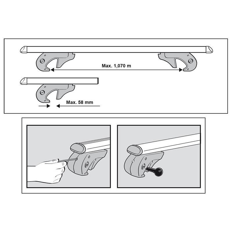 Menabo ensemble de barres de toit en aluminium 120 cm argent