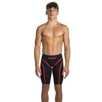 Maillot de bain synthétique noir et orange pour homme
