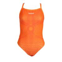 Mattes Badekostüm für Damen in Orange und Fuchsia. synthetisches Schwimmen