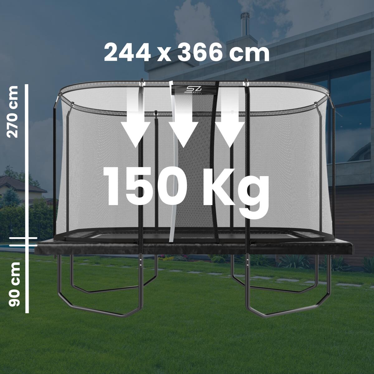 J7000 Premium Plus serie - Trampoline - Rechthoek - 244 x 366 cm 3/7