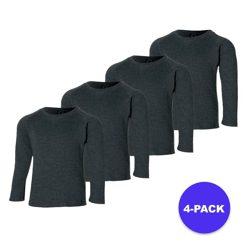 Heatkeeper - Thermoshirt kinderen - Antraciet - 4-Pack