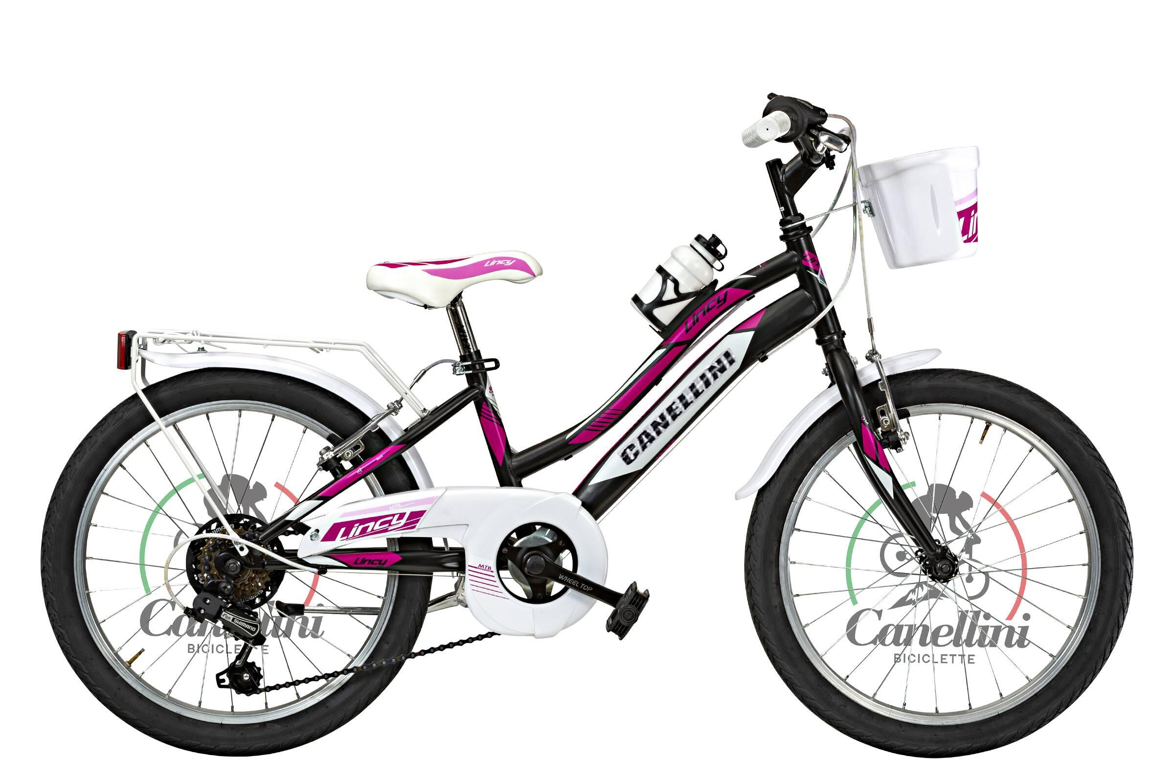 Bicicleta de menina btt canellini lincy 20" - preto/fúcsia