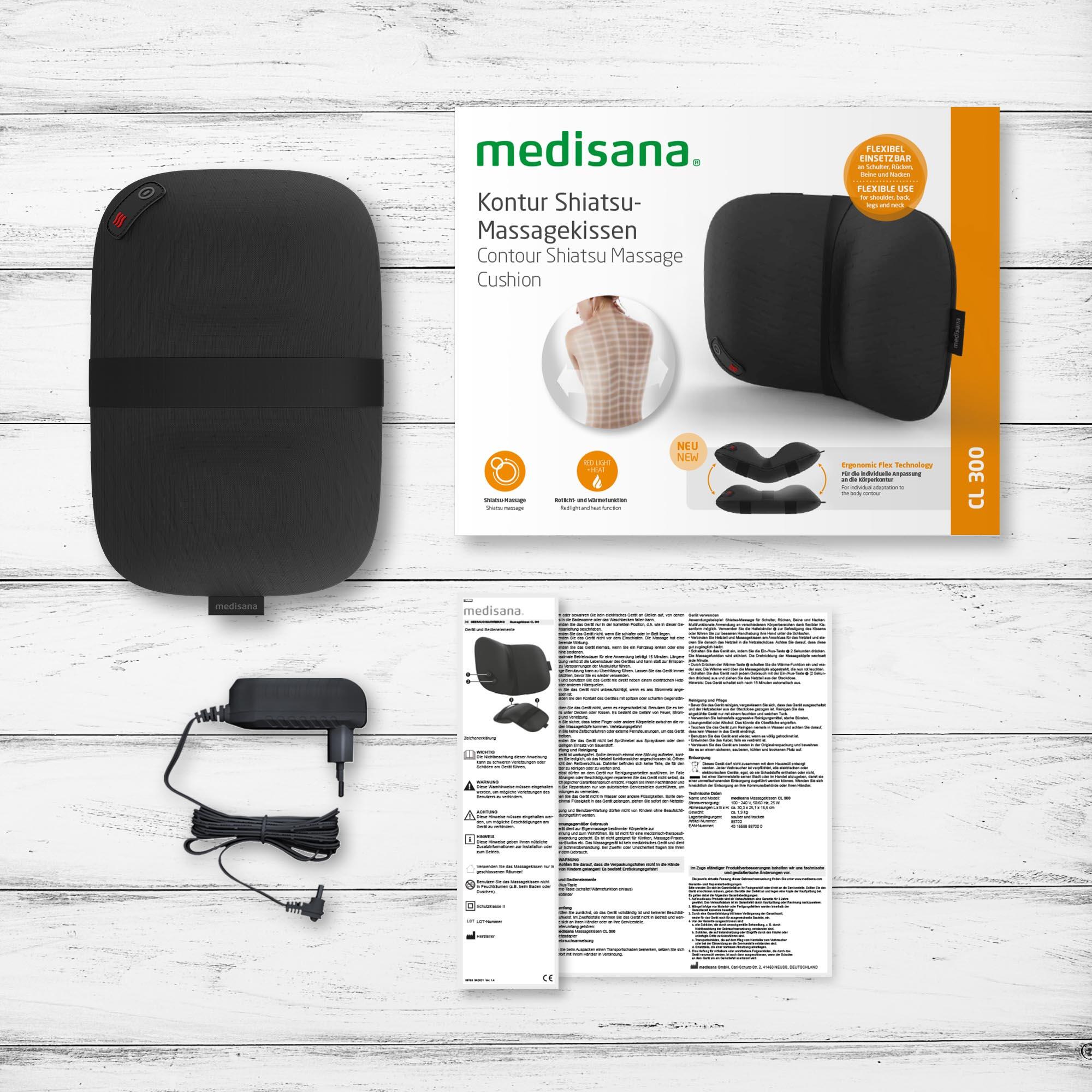 medisana CL 300 Coussin de massage shiatsu . Chaleur.  4 têtes de massage 7/7