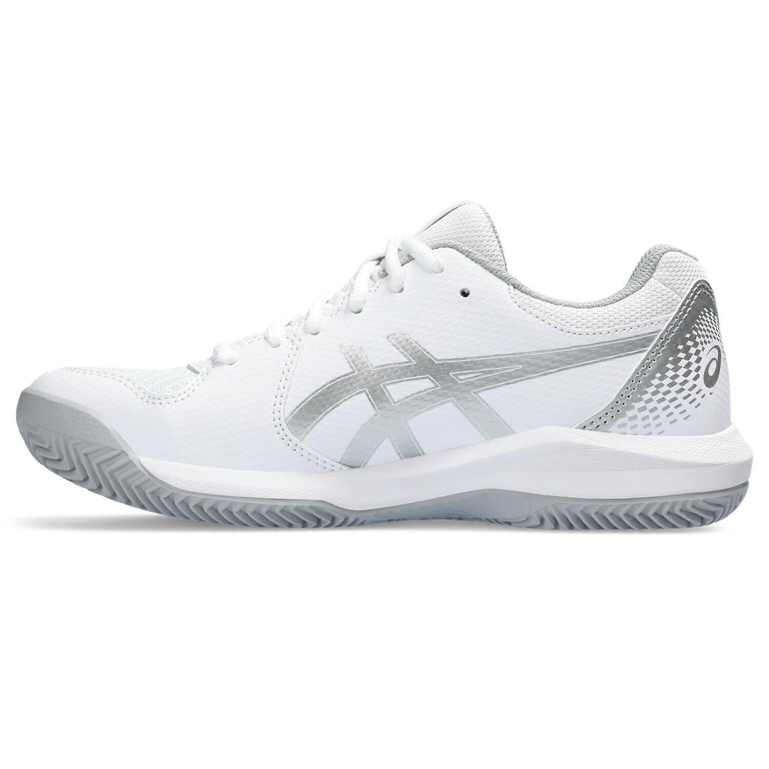 Tennis En Padelschoenen Dames - ASICS Gel Dedicate 8 W CLAY - White/Pure Silver 5/7